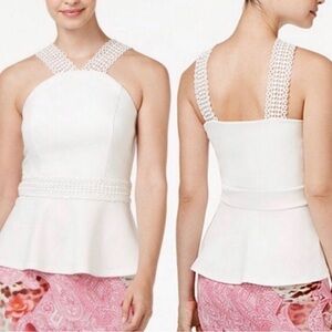 🆕 Thalia Sodi White Peplum Sleeveless Blouse